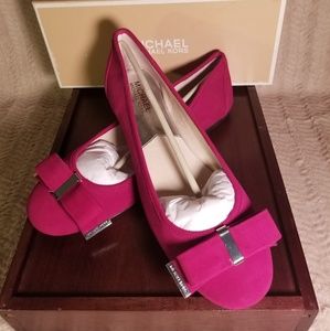NEW!! Michael Kors Kierra Ballet Deep Pink Suede